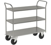Kongamek Mesa rodante KM41, 3 pisos, L x A x H 1080 x 450 x 975 mm, galvanizada, 2 ruedas de maniobra con freno, 2 ruedas fijas