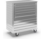 Gmöhling Carro-caja de aluminio, pared lateral abatible, con tapa, bajo llave, capacidad 1050 l