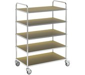 Kongamek Carro con pisos ESD, 4 ruedas de maniobra, 5 camas, L x A x H 980 x 585 x 1445 mm, 2 con freno