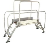 kaiserkraft Pasarela de aluminio con escalera, carga máx. total 200 kg, 3 peldaños, plataforma 1200 x 530 mm