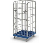 kaiserkraft Contenedor rodante MODULAR, placa rodante de plástico, rejilla por 4 lados, tablero azul oscuro
