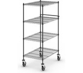 kaiserkraft Mesa rodante con rejilla de alambre, negra, con 4 pisos, L x A x H 910 x 610 x 1670 mm