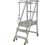 kaiserkraft Escalera de aluminio móvil con tarima, plegable, con peldaños de aluminio acanalados, 3 peldaños incl. plataforma