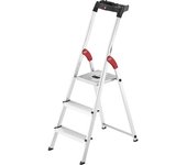 Hailo Escalera de tijera de peldaños planos de aluminio StandardLine L60, carga máx. 150 kg, 3 peldaños