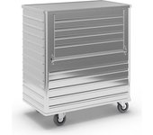 Gmöhling Carro-caja de aluminio, pared lateral abatible, con tapa, capacidad 1050 l
