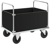 Kongamek Carro de plataforma galvanizado, caja alta, L x A 1000 x 700 mm, 2 ruedas de maniobra y 2 fijas