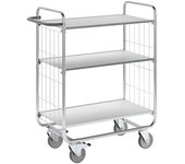 Kongamek Carro con pisos galvanizado, 3 baldas, L x A x H 945 x 470 x 1120 mm, 4 ruedas, 2 de ellas con freno