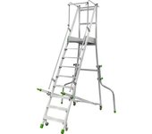 kaiserkraft Escalera de aluminio móvil con tarima, plegable, con peldaños de aluminio acanalados, 9 peldaños incl. plataforma