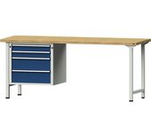 ANKE Banco de trabajo, bastidor modular serie V, 2 cajones de 90 mm, 2 cajones de 180 mm, tablero de haya maciza, anchura 2000 mm