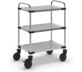 kaiserkraft Carrito de servicio de acero inoxidable 640-RL, con 3 pisos, montado, carga máx. 150 kg