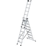 MUNK Escalera multiusos de peldaños planos, 3 piezas, con traviesa, 3 x 7 peldaños