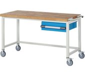 eurokraft pro Banco de trabajo rodante Serie 8000, construcción de bastidor, 1 cajón colgante, A x P 1500 x 700 mm