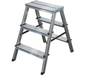eurokraft basic Escalera tipo tijera de peldaños, acceso por ambos lados, 2 x 3 peldaños