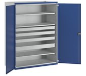 ANKE Armario para cargas pesadas JUMBO con 3 baldas, 4 cajones: 3 de 90 mm, 1 de 120 mm, H x A x P 1950 x 1484 x 690 mm