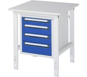kaiserkraft Mesa de trabajo con cajonera, buck para debajo de la mesa con 4 cajones 1 x 90, 2 x 120, 1 x 140 mm, A x P 750 x 800 mm, tablero de