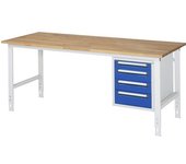 kaiserkraft Mesa de trabajo con cajonera, buck para debajo de la mesa con 4 cajones 1 x 90, 2 x 120, 1 x 140 mm, A x P 2000 x 800 mm, tablero de