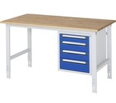 kaiserkraft Mesa de trabajo con cajonera, buck para debajo de la mesa con 4 cajones 1 x 90, 2 x 120, 1 x 140 mm, A x P 1500 x 800 mm, tablero de