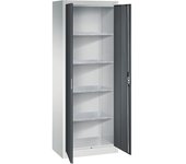 C+P Armario de puertas batientes para taller, H x A x P 1950 x 700 x 400 mm, gris luminoso / gris antracita