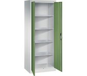 C+P Armario de puertas batientes para taller, H x A x P 1950 x 700 x 500 mm, gris luminoso / verde reseda
