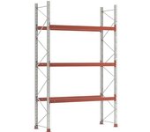 kaiserkraft Estantería para palets, galvanizado/naranja, H x A x P 4500 x 2930 x 1100 mm, carga por balda 1650 kg, estantería básica