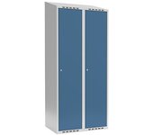 kaiserkraft Taquilla Fydor, 2 secciones, gris luminoso / azul brillante, A 800 mm, 2 compartimentos, techo inclinado, cerradura de cilindro