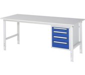 kaiserkraft Mesa de trabajo con cajonera, buck para debajo de la mesa con 4 cajones 1 x 90, 2 x 120, 1 x 140 mm, A x P 2000 x 800 mm, tablero de