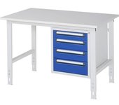 kaiserkraft Mesa de trabajo con cajonera, buck para debajo de la mesa con 4 cajones 1 x 90, 2 x 120, 1 x 140 mm, A x P 1250 x 800 mm, tablero de