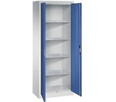 C+P Armario de puertas batientes para taller, H x A x P 1950 x 700 x 400 mm, gris luminoso / azul genciana