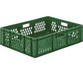 kaiserkraft Recipiente apilable en euroformato, paredes perforadas, fondo cerrado, L x A x H 800 x 600 x 210 mm, verde, UE 2 unid.