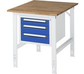 kaiserkraft Mesa de trabajo con cajonera, buck para debajo de la mesa con 3 cajones 1 x 90, 2 x 120 mm, A x P 750 x 1000 mm, tablero de madera maciza
