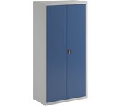 eurokraft pro Armario de puertas batientes, 1 balda para sombreros, 1 barra perchero, gris luminoso / azul genciana