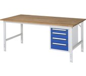 kaiserkraft Mesa de trabajo con cajonera, buck para debajo de la mesa con 4 cajones 1 x 90, 2 x 120, 1 x 140 mm, A x P 2000 x 1000 mm, tablero de
