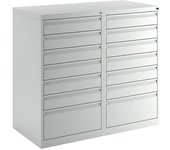 eurokraft basic Cajonera, acero, H x A x P 900 x 1000 x 500 mm, 14 cajones, color de los cajones gris luminoso