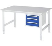 kaiserkraft Mesa de trabajo con cajonera, buck para debajo de la mesa con 3 cajones 1 x 90, 2 x 120 mm, A x P 1500 x 1000 mm, tablero de melamina,
