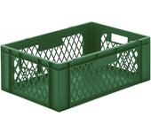 kaiserkraft Recipiente apilable en euroformato, paredes perforadas, fondo cerrado, L x A x H 600 x 400 x 210 mm, verde, UE 5 unid.