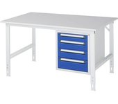 kaiserkraft Mesa de trabajo con cajonera, buck para debajo de la mesa con 4 cajones 1 x 90, 2 x 120, 1 x 140 mm, A x P 1500 x 1000 mm, tablero de