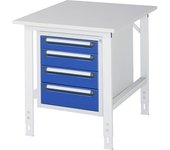 kaiserkraft Mesa de trabajo con cajonera, buck para debajo de la mesa con 4 cajones 1 x 90, 2 x 120, 1 x 140 mm, A x P 750 x 1000 mm, tablero de