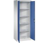 C+P Armario de puertas batientes para taller, H x A x P 1950 x 700 x 500 mm, gris luminoso / azul genciana