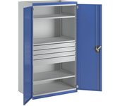 ANKE Armario para cargas pesadas con 3 baldas, 4 cajones: 3 de 90 mm, 1 de 120 mm, H x A x P 1950 x 1084 x 690 mm