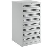 kaiserkraft Cajonera, H x A x P 900 x 500 x 500 mm, 8 cajones de 100 mm de altura, cuerpo y cajones en gris