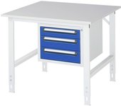 kaiserkraft Mesa de trabajo con cajonera, buck para debajo de la mesa con 3 cajones 1 x 90, 2 x 120 mm, A x P 1000 x 1000 mm, tablero de melamina,