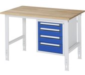 kaiserkraft Mesa de trabajo con cajonera, buck para debajo de la mesa con 4 cajones 1 x 90, 2 x 120, 1 x 140 mm, A x P 1250 x 800 mm, tablero de