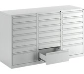 eurokraft basic Cajonera, acero, H x A x P 900 x 1500 x 500 mm, 21 cajones, color de los cajones gris luminoso