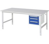 kaiserkraft Mesa de trabajo con cajonera, buck para debajo de la mesa con 3 cajones 1 x 90, 2 x 120 mm, A x P 2000 x 1000 mm, tablero de melamina,