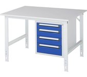 kaiserkraft Mesa de trabajo con cajonera, buck para debajo de la mesa con 4 cajones 1 x 90, 2 x 120, 1 x 140 mm, A x P 1250 x 1000 mm, tablero de