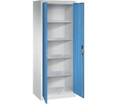 C+P Armario de puertas batientes para taller, H x A x P 1950 x 700 x 500 mm, gris luminoso / azul luminoso