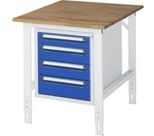 kaiserkraft Mesa de trabajo con cajonera, buck para debajo de la mesa con 4 cajones 1 x 90, 2 x 120, 1 x 140 mm, A x P 750 x 1000 mm, tablero de