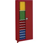 mauser Armario-almacén con cajas visualizables, H x A x P 1740 x 680 x 280 mm, monocolor, rojo, 138 cajas