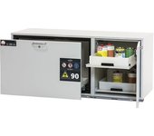 asecos Armario inferior combinado resistente al fuego tipo 90, anchura 1402 mm, 3 cajones, gris luminoso