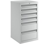 kaiserkraft Cajonera, H x A x P 900 x 500 x 500 mm, 4 cajones de 100 mm de altura, 2 cajones de 200 mm, cuerpo y cajones en gris